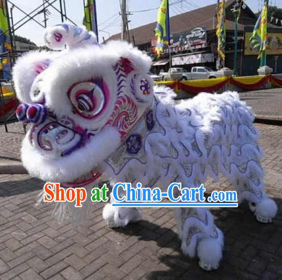 White Wool Lion Mascot Costume Complete Set