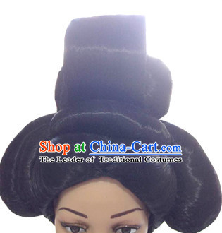 Chinese Ancient Tang Dynasty Queen Black Wigs and Hair Jewelry Set