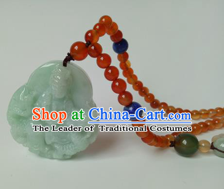 Chinese Imperial Queen Necklace, Hanfu Cosplay Traditional Chinese Jade Empress Necklaces