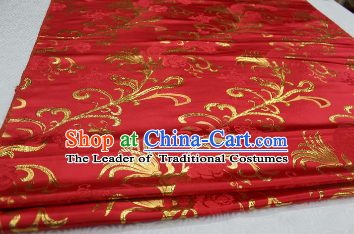 Chinese Traditional Wedding Clothing Palace Pattern Xiuhe Suit Red Brocade Ancient Costume Satin Fabric Hanfu Material
