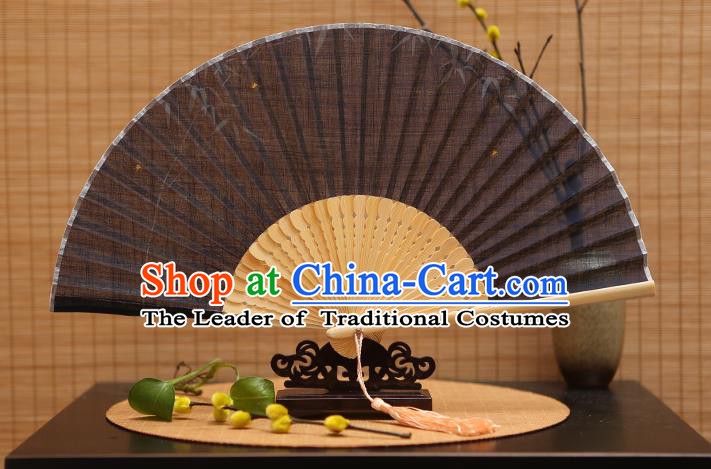 Traditional Chinese Crafts Classical Linen Folding Fan, China Handmade Printing Bamboo Fans for Women