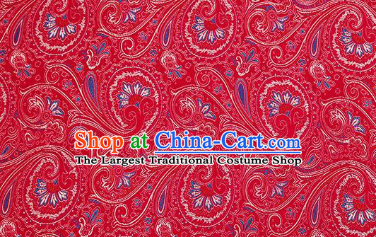 Chinese Traditional Satin Classical Loquat Flower Pattern Design Purplish Red Brocade Fabric Tang Suit Material Drapery