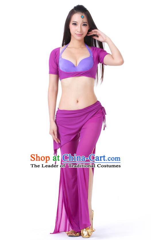 Asian Indian Belly Dance Purple Uniform India Raks Sharki Dress Oriental Dance Clothing for Women