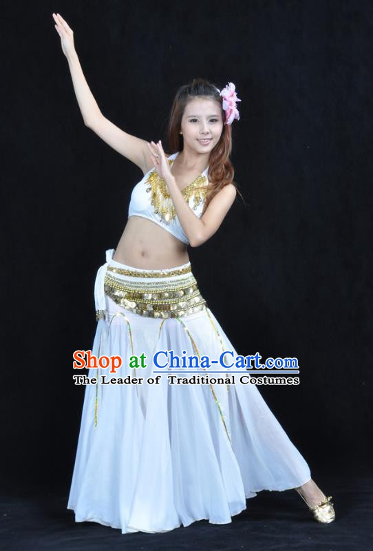 Traditional Indian Bollywood Belly Dance White Dress Asian India Oriental Dance Costume for Women