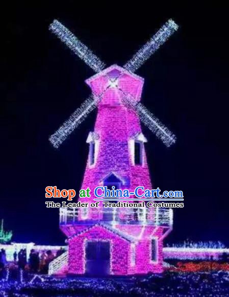 Traditional Windmill Light Show Decorations Lamps Stage Display Lamplight LED Lanterns