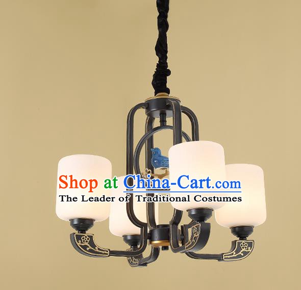 Traditional China Handmade Hanging Lantern Ancient Four-pieces Lanterns Palace Ceiling Lamp
