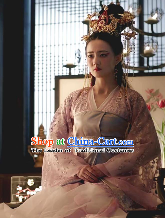 Chinese Teleplay Tribes and Empires Storm of Prophecy Ancient Imperial Empress Embroidered Costumes and Headpiece for Women