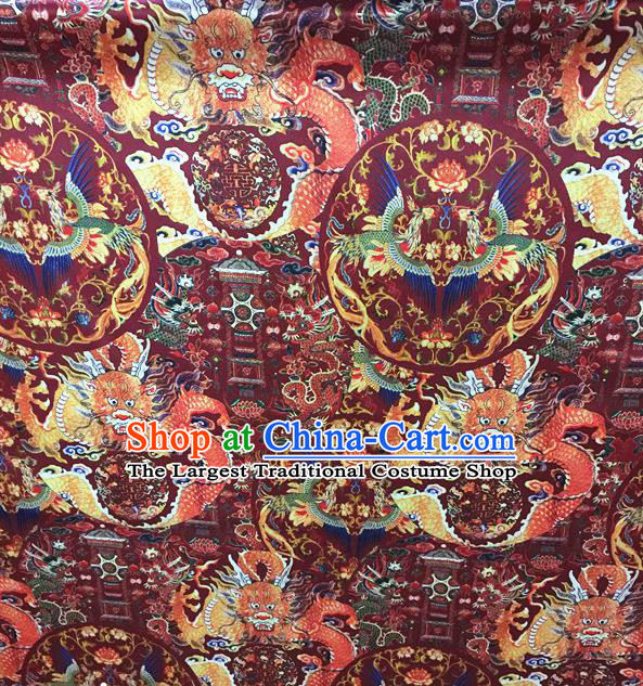 Asian Chinese Traditional Silk Fabric Royal Dragons Pattern Brocade Cheongsam Cloth Silk Fabric