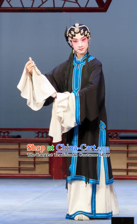 Chinese Ping Opera Distress Maiden Wang Baochuan Apparels Costumes and Headpieces Ban Yao Traditional Pingju Opera Dress Young Female Garment