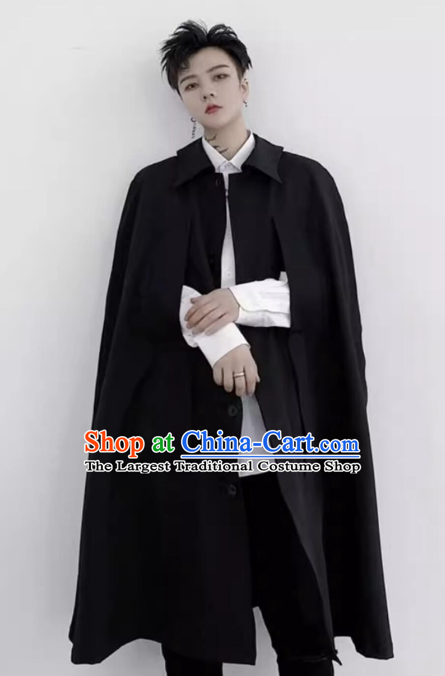 Handmade Black Cape Gothic Cloak Medieval Europe Winter Costume