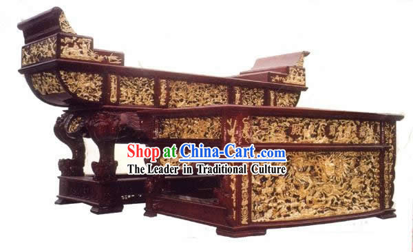 Chinese Ancient Woodcarving Collectible-Dragon Desk