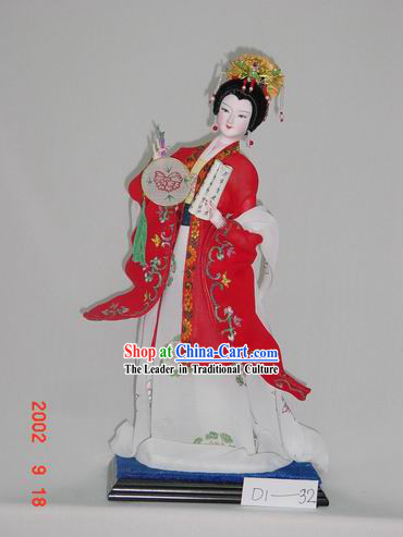 Handmade Peking Silk Figurine Doll - Beautiful Empress in Red