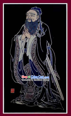 China Hand Made Batik Hanging by Miao Tribe-Confucius