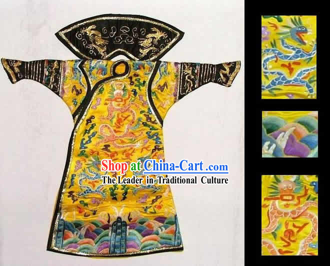 100_ Hand Made Embroidery Silk Imperial Robe of Chinese Emperor
