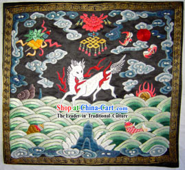 Qing Dynasty Ninth Grade Military Government Offical Hand Embroidery Flake