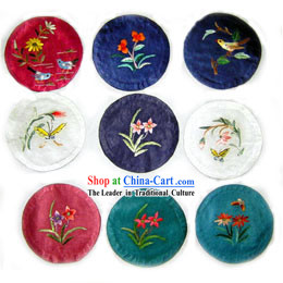 Chinese Classic Hand Made Embroidery Teacup Tray _9 pieces set_