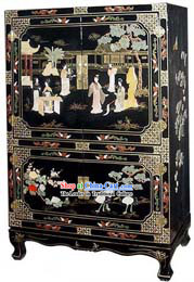 Chinese Classic Lacquer Ware Cabinet-Palace Beauties