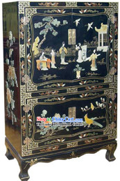Chinese Classic Large Palace Beauties Lacquer Ware Cabinet 20