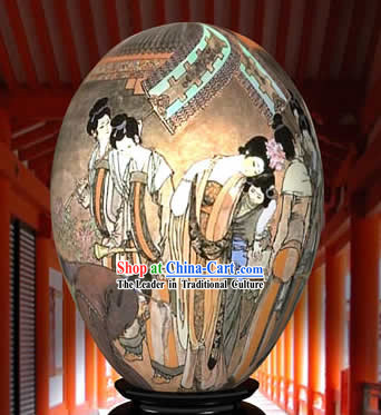 Chinese Wonder Hand Painted Colorful Egg-Ancient Palace Beauties Painting