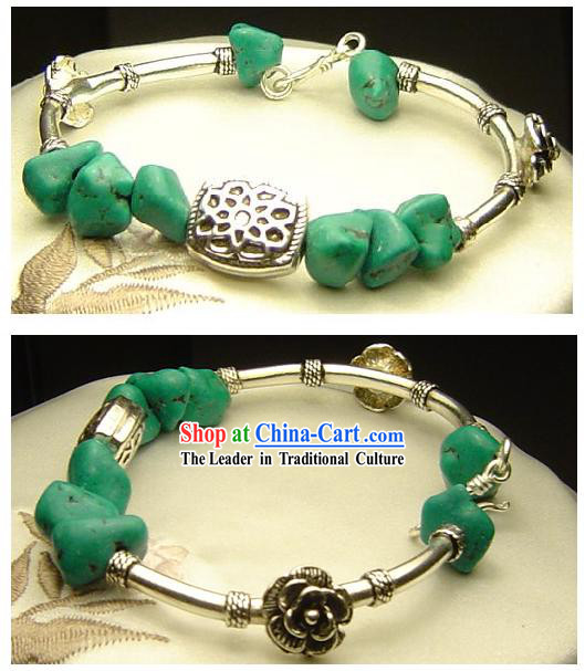 Chinese Silver Song Stone Bracelet