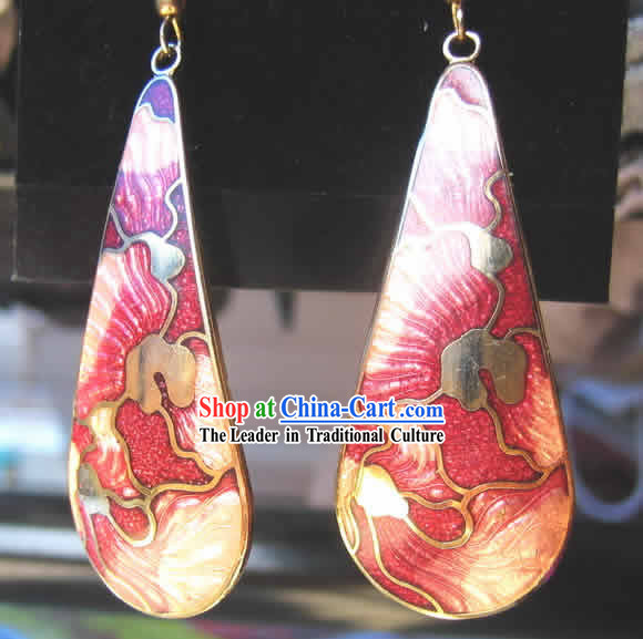 Chinese Palace Pink Cloisonne Earrings