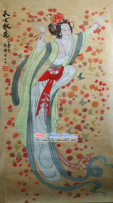 Chinese Traditional Painting-The Heavenly Maids Scatter Flower