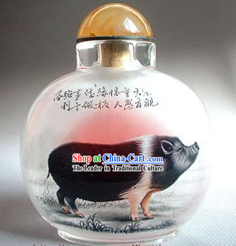 Snuff Bottles With Inside Painting Chinese Zodiac Series-Pig 1