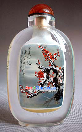 Snuff Bottles With Inside Painting Flower Series-Snow Plum Blossom
