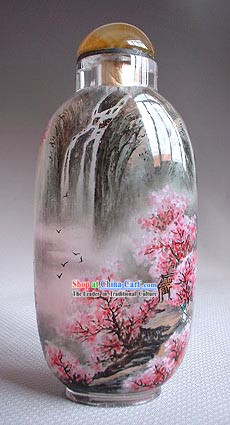 Snuff Bottles With Inside Painting Landscape Series-Peach Waterfall