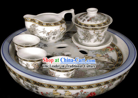 Riches and Honour Kungfu Jingde Town Porcelain Tea Set_11 pieces_