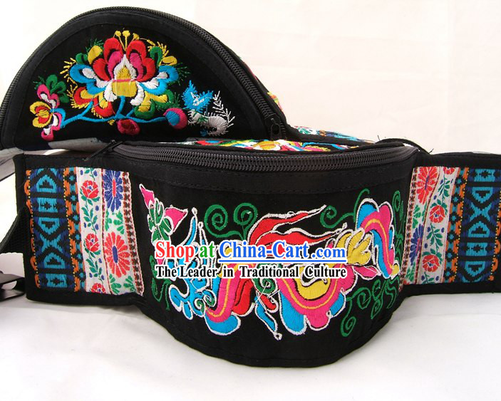 Chinese Classic Hand Made Embroidery Waist Pack-Flower Times