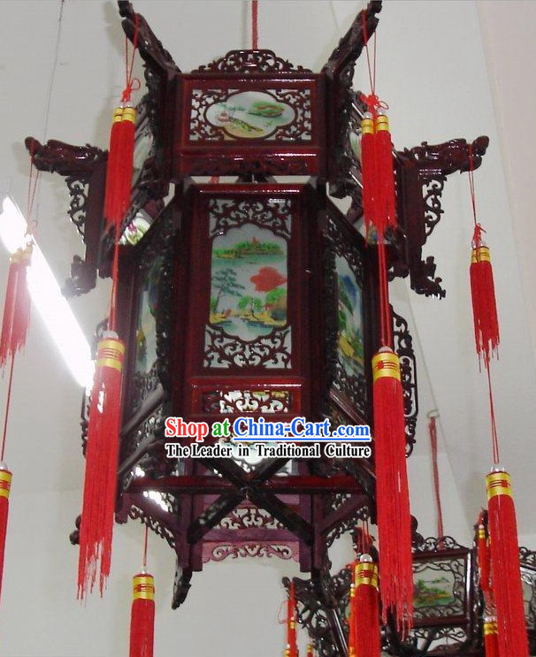 Chinese Hand Made and Painted Oil Painting Palace Lantern-Landscape