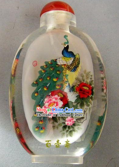 Chinese Classical Snuff Bottle With Inside Painting-Peacock King
