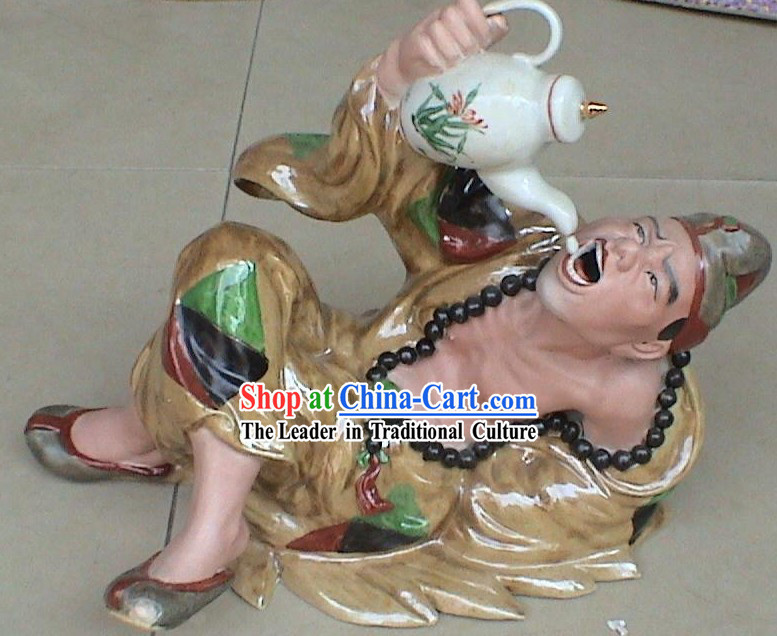 Chinese Stunning Ceramics Statue Collectible-Drunk Ji Gong