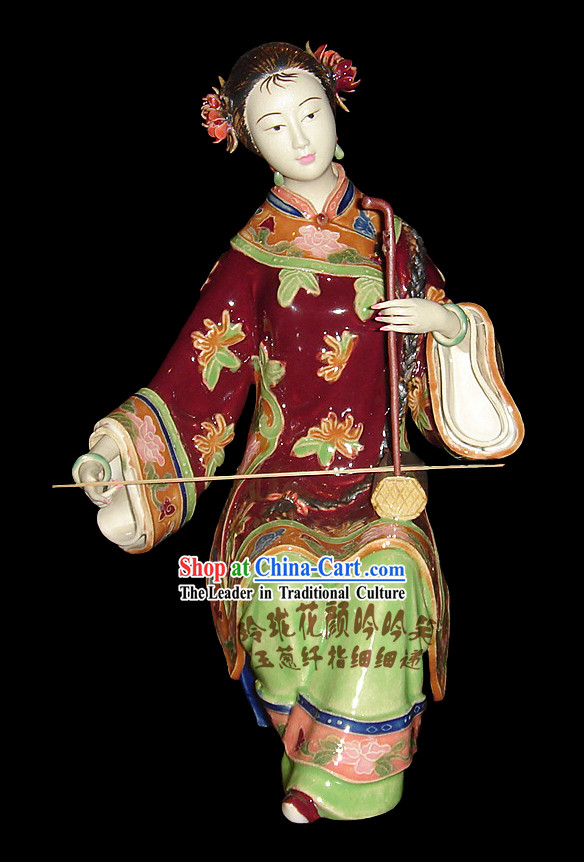 Chinese Stunning Colourful Porcelain Collectibles-Two-Stringed Chinese fiddle