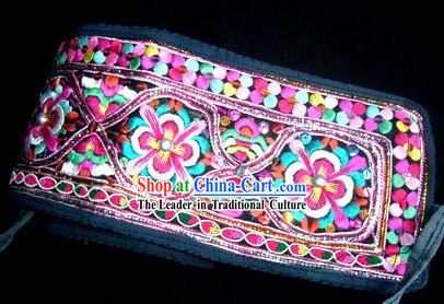 Chinese Delicate Hand Embroidered Long and Wide Rainbow Belt for Woman