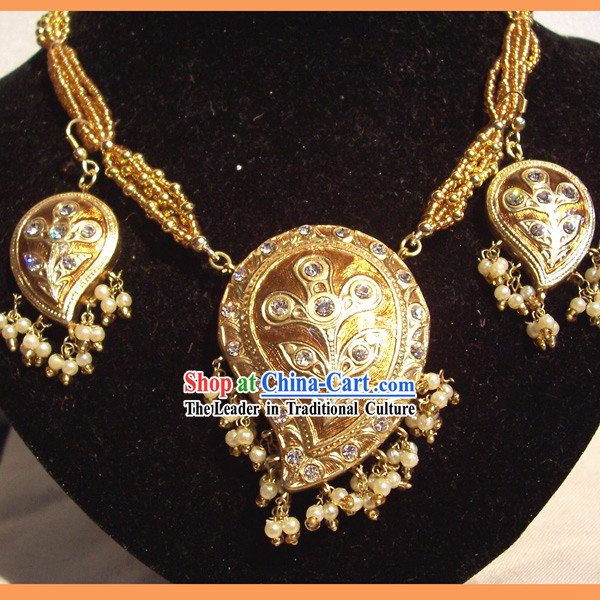 Indian Fashion Jewelry Suit-Golden Phoenix Feather