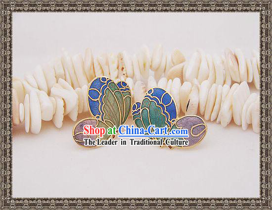 Chinese Classic Cloisonne Ear Studs-Butterfly Dream