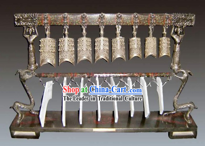Archaize 32" Length Chinese Musical Instrument - 16 Bells Set Bian Zhong