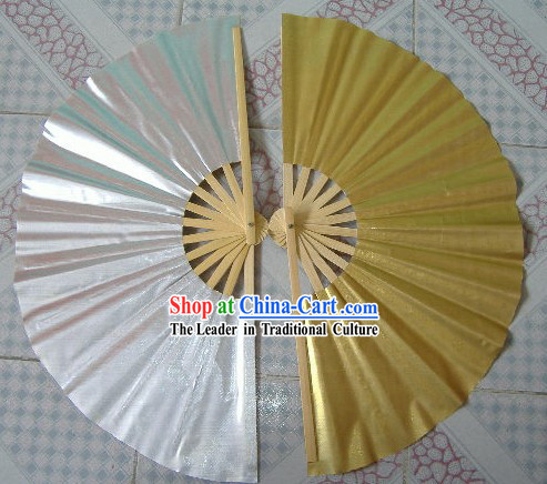 Golden and Silver Tai Chi Fans Pair