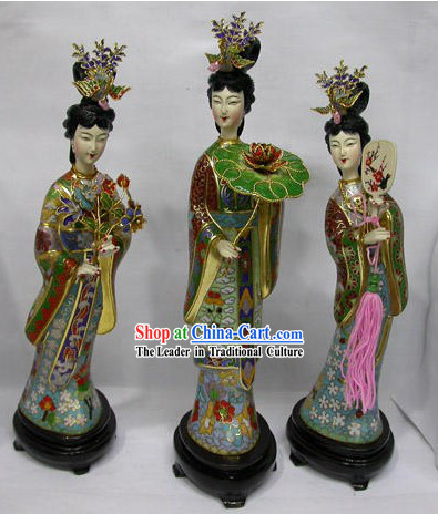 Chinese Cloisonne and Jade Ancient Lady