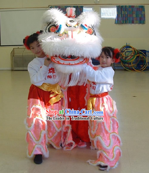 Luminous Competition and Parade Long Wool Kids Lion Dance Costumes Complete Set