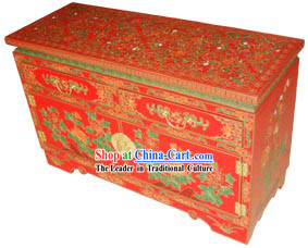 Chinese Gorgeous Lucky Red Wood Cabinet