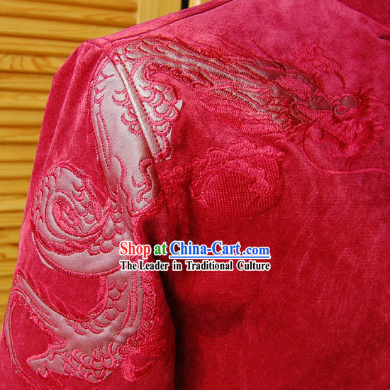 Chinese Red Dragon Wedding Blouse for Men