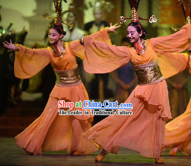 Chinese Ancient Han Dynasty Palace Dance Costumes Complete Set