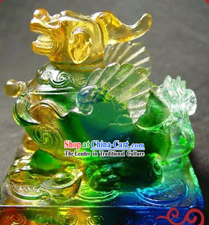 Chinese Classic Colored Glaze Pi Xiu Statue _good luck and safe_