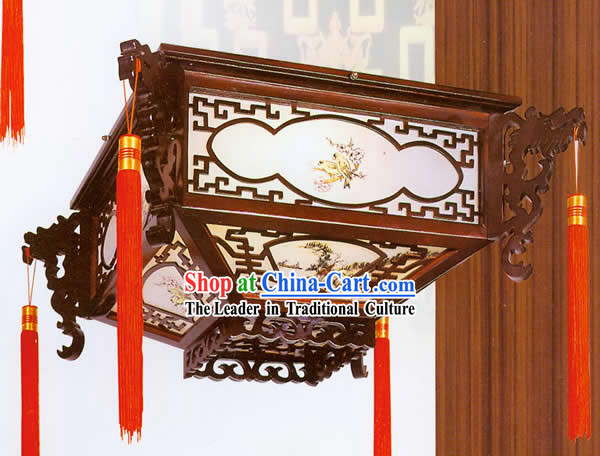 47 Inches Height Chinese Traditional Natural Wood Floor Lantern