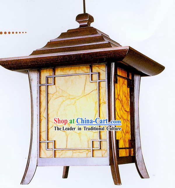 Chinese Hand Made Pavilion Shape Wooden Ceiling Lantern