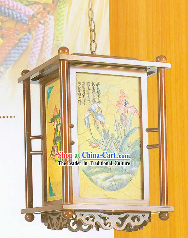 Chinese Classical Hand Made Wooden Hanging Lantern - Traditional Paint