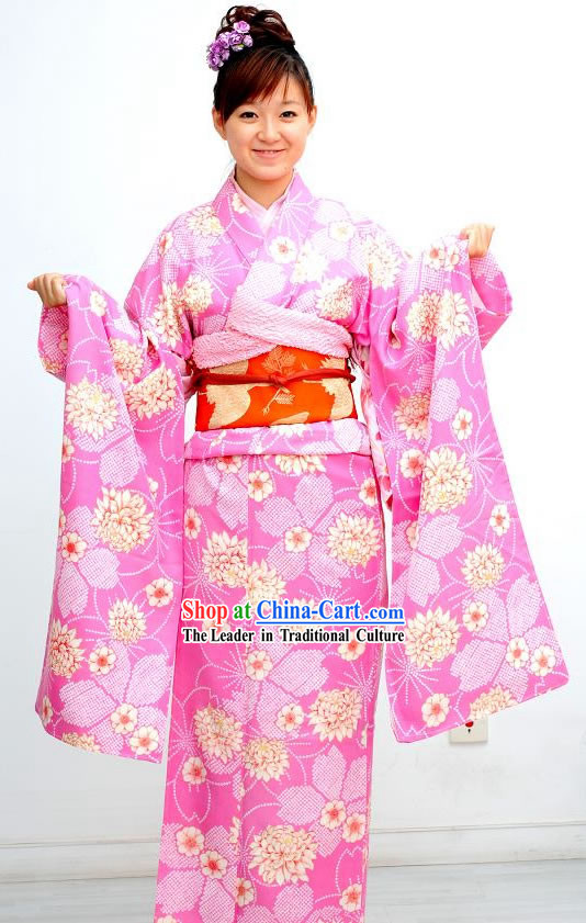 Traditional Japanese Kimono Handbag and Geta Complete Set